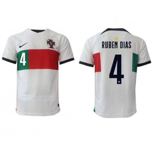 Portugalia Ruben Dias #4 Koszulka Wyjazdowych MŚ 2022 Krótki Rękaw